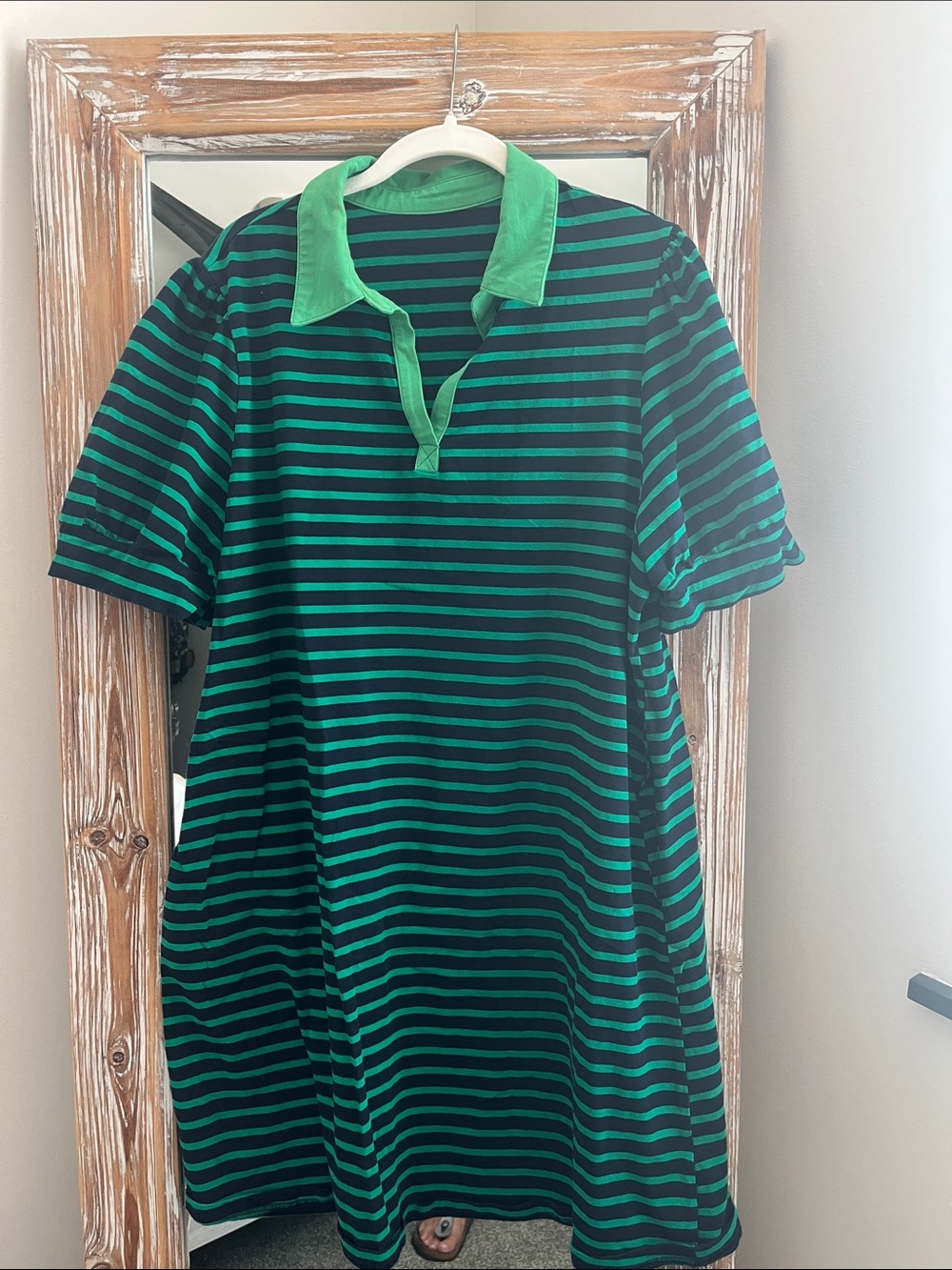 Amazon Green and Black Striped Mini Dress
